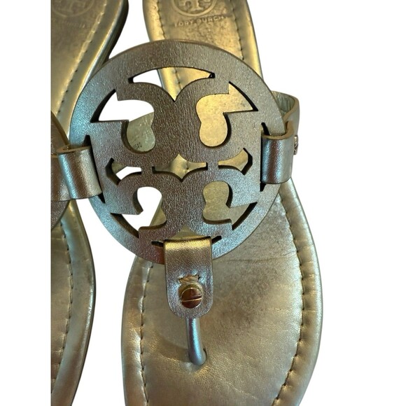 Tory Burch Metallic Gold Miller Logo Sandals Women’s Size 9 – Pre-Owned - Picture 3 of 10